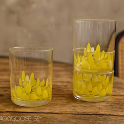 Munblåsta glas, Klar/gul, 4-pack