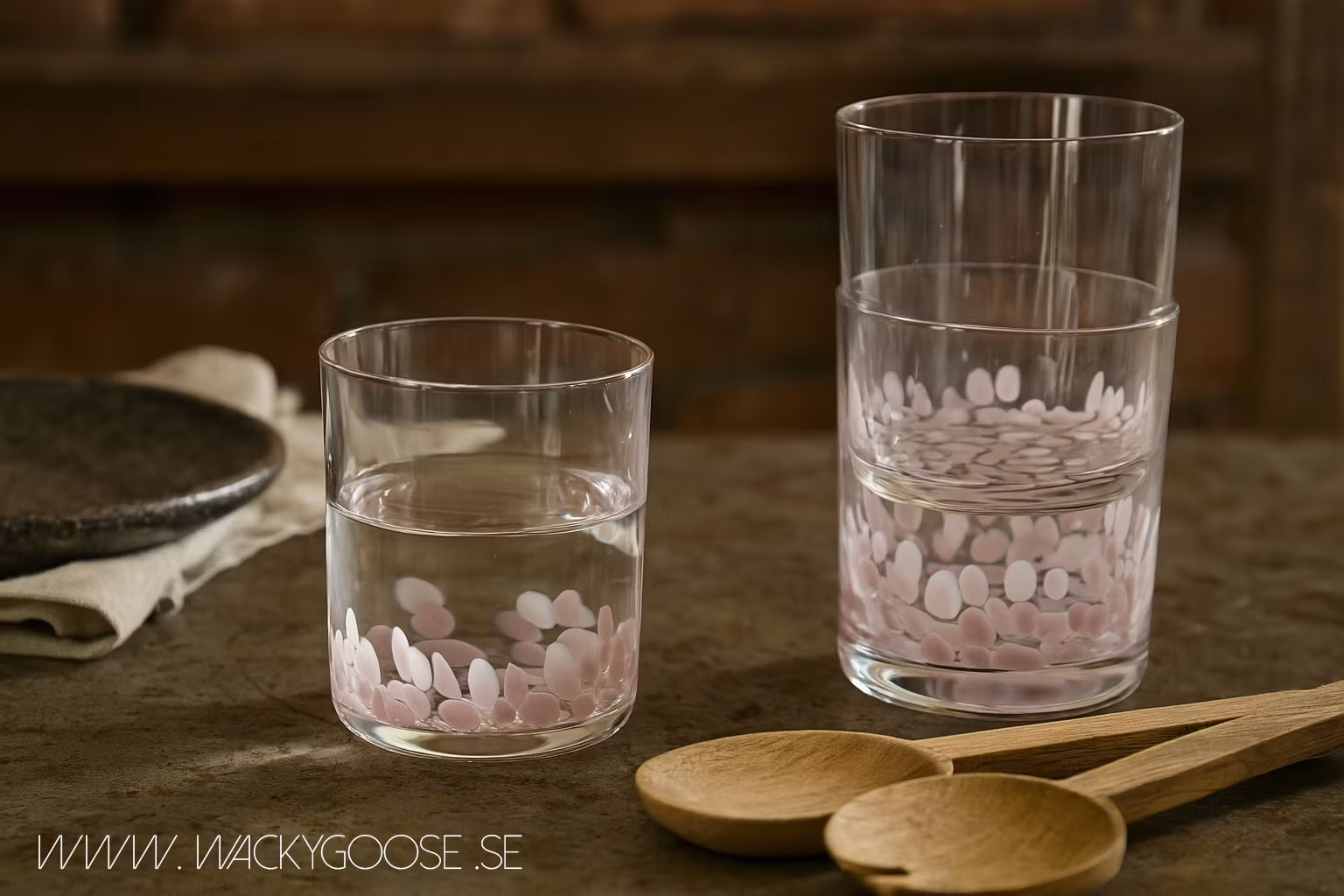 Munblåsta glas, Klar/rosa, 4-pack