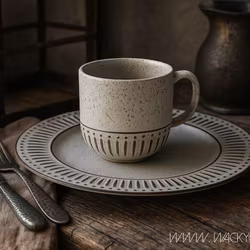 ANTONIA Tallrik, 6-pack, Grå/elfenben Ø21 cm