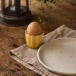 HULDA Äggkopp i stengods, Gul, 12-pack