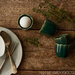 HULDA Äggkopp i stengods, Grön, 12-pack