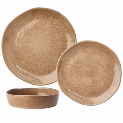 HILMA Servis, 12 delar, Stengods, Brun