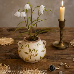 Urna i stengods, Ø18cm, Citron