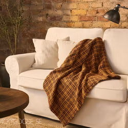 Filt med rutmönster, 180x130cm, Flerfärgad/senapsgul