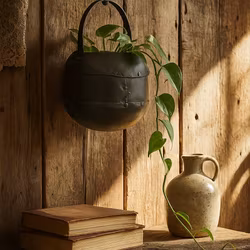 Handgjord kruka i järn, Ø18cm, Hängkruka