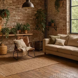 Matta i jute och bomull, Natur/flerfärgad, 150x80cm