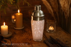 Munblåst shaker i glas och järn, Klar/rosa