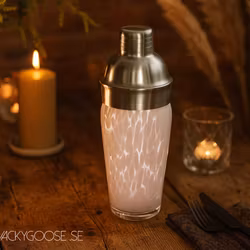 Munblåst shaker i glas och järn, Klar/rosa