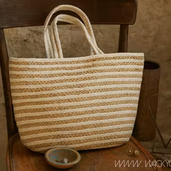 Väska av jute och bomull, Natur/beige