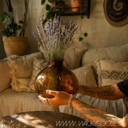 Munblåst vas av återbrukat material, Ø43cm, Brun