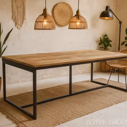 Matbord med underrede i järn, 200x100cm