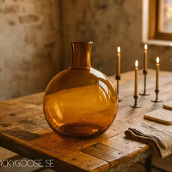 Munblåst vas av återvunnet glas, 29cm , Brun