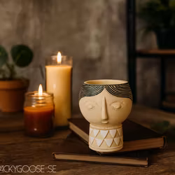 Kruka i betong, 11cm, Beige/svart