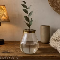 Vas i järn och glas -  Ø13cm, Klarglas