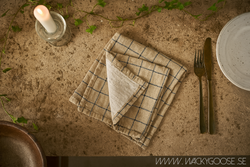 Servett 100% Bomull, Beige/svart, 4-pack