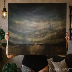 Hippie Road, "Devine Valley" - Originalmålning, 120x100cm