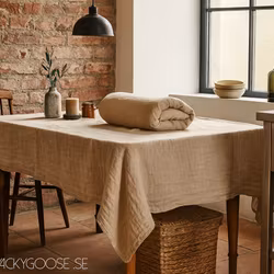 Bordsduk 100% Bomull, Beige, 220x140cm