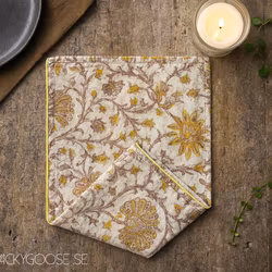 Blocktryckt Servett 100% Bomull, Gul, 4-pack