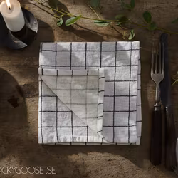 Servett 100% Bomull, Vit/Svart, 4-pack