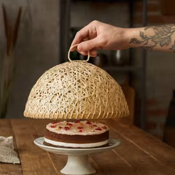 Handgjort Tårtskydd i bambu, Ø31cm, Natur