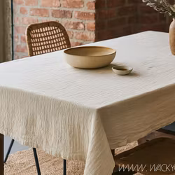Bordsduk 100% Bomull, Elfenben, 220x140cm