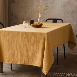 Bordsduk 100% Bomull, Gul, 220x140cm