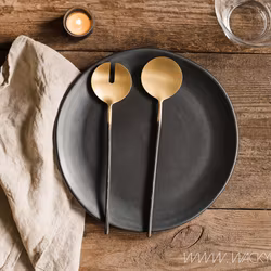 Handgjorda Salladsbestick, Mässing/svart, 30cm