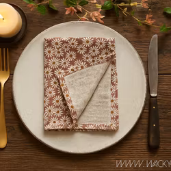 Servett Blommig, 100% Bomull, Rosa/elfenben/senapsgul, 4-pack