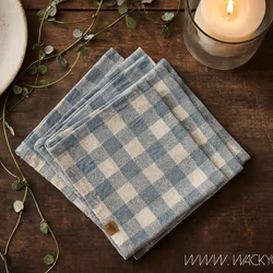 Servett i 100% bomull, Blå/elfenben, 4-pack