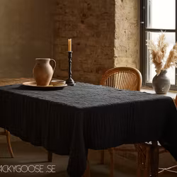 Bordsduk 100% Bomull, Svart, 220x140cm