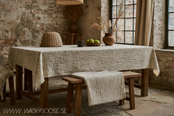 Bordsduk 100% Bomull, Natur/ljusgrå, 250x140cm