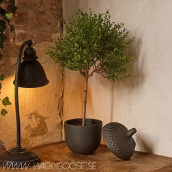 Skål med lock L, Brun/svart