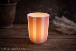 Värmeljushållare i glas, 11cm, Persika/vit