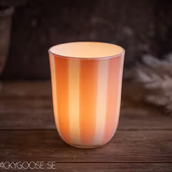 Värmeljushållare i glas, 11cm, Persika/vit