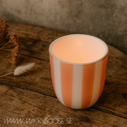 Värmeljushållare i glas, 8,5cm, Persika/vit