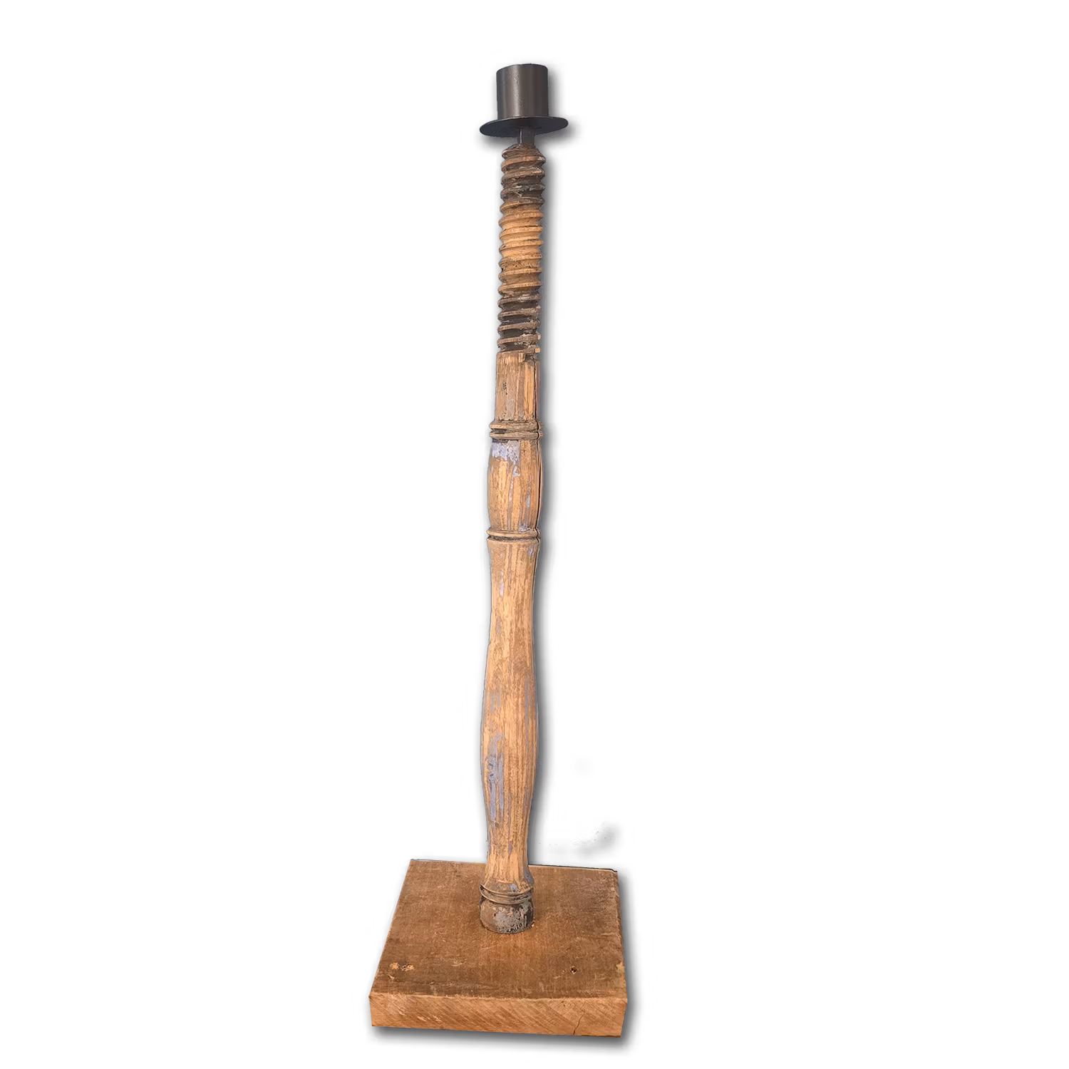 Unik ljusstake i vintage-stil - Handgjord av spinnrocksdelar, 48cm