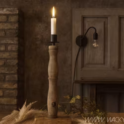 Unik ljusstake i vintage-stil - Handgjord av spinnrocksdelar, 39cm