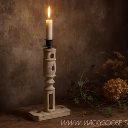 Unik ljusstake i vintage-stil - Handgjord av spinnrocksdelar, 35,5cm