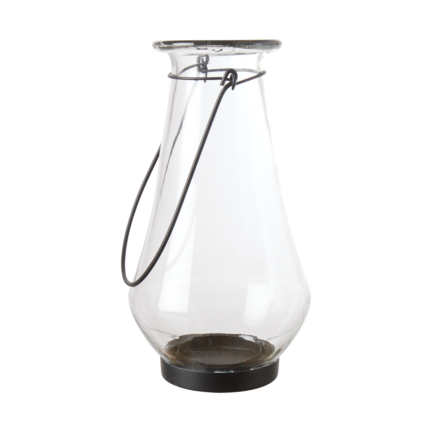 Ljuslykta i glas med handtag i järn - Hänglykta för inomhus och utomhus, 25cm