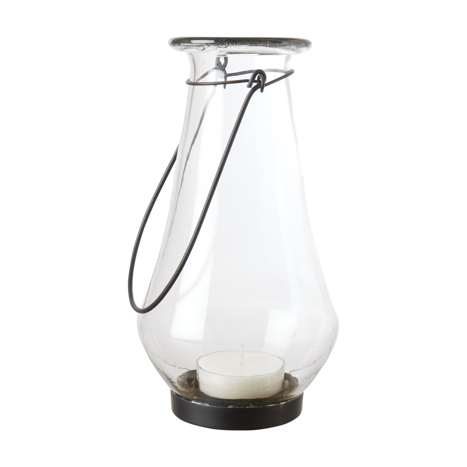 Ljuslykta i glas med handtag i järn - Hänglykta för inomhus och utomhus, 25cm