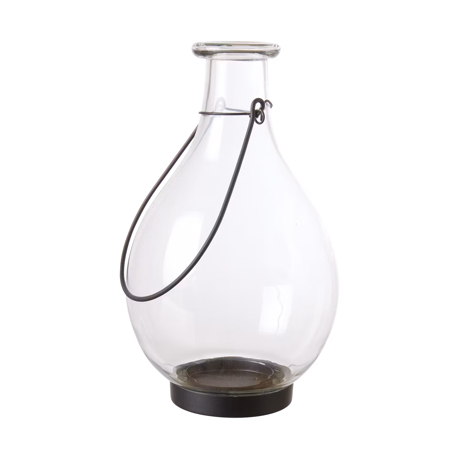 Ljuslykta i glas med handtag i järn - Hänglykta för inomhus och utomhus, 25cm