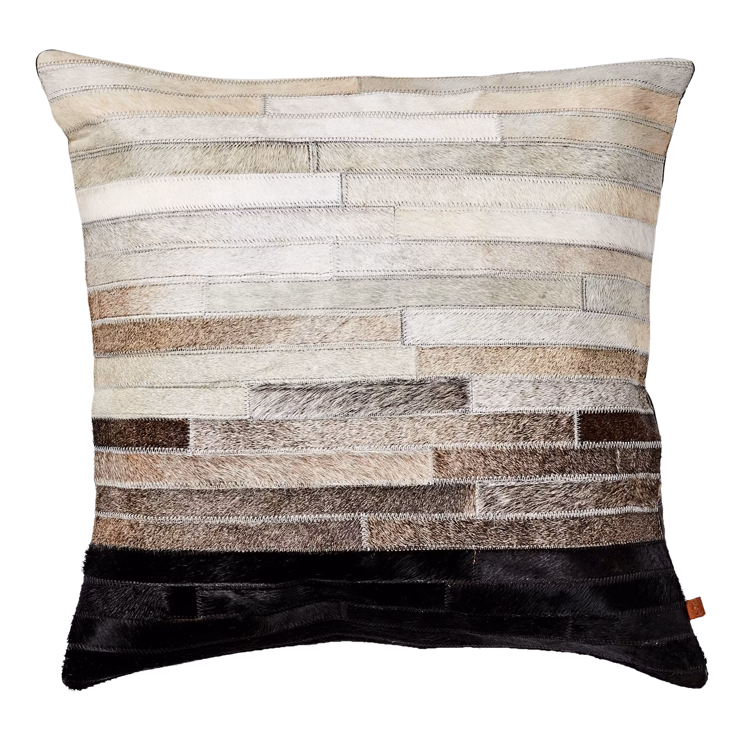 Kuddfodral i ombre med lappteknik, Beige och Svart 50x50cm