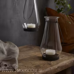 Ljuslykta i glas med handtag i järn - Hänglykta för inomhus och utomhus, 25cm