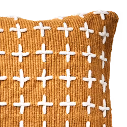 Kuddfodral av återvunnen bomull, Senapsgul, 110x40cm
