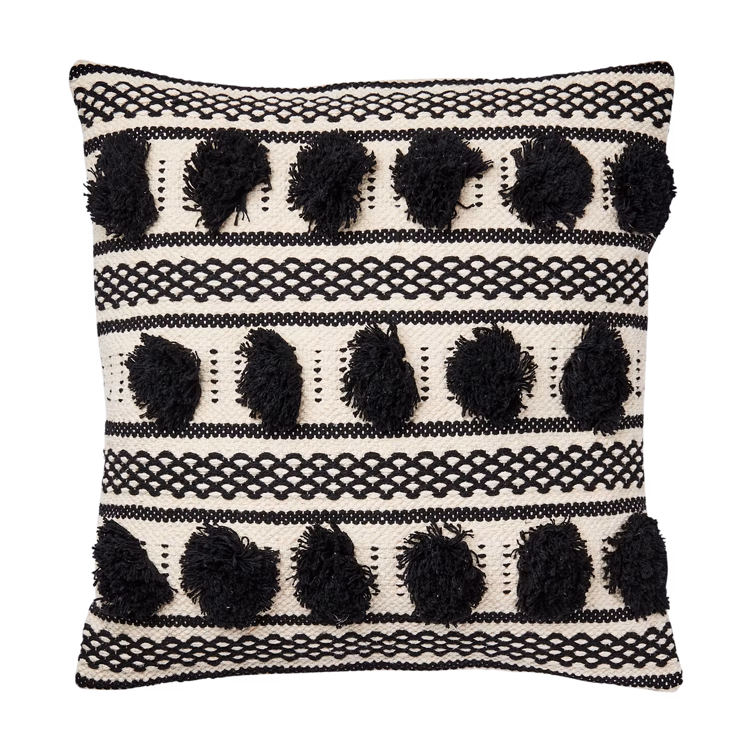 Kuddfodral av 100% bomull, Svart & Elfenben, 50x50cm