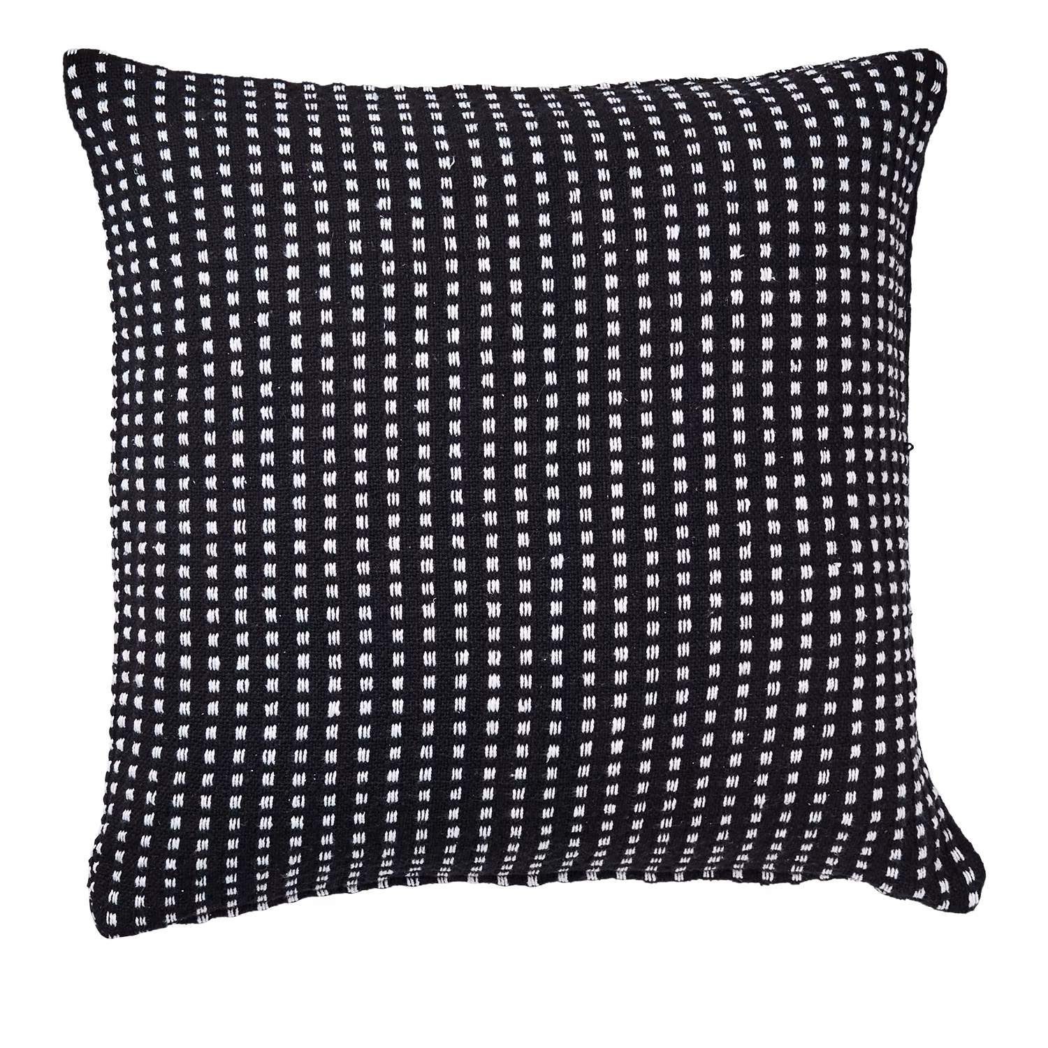 Kuddfodral av återvunnen bomull, Svart & Elfenben, 50x50cm
