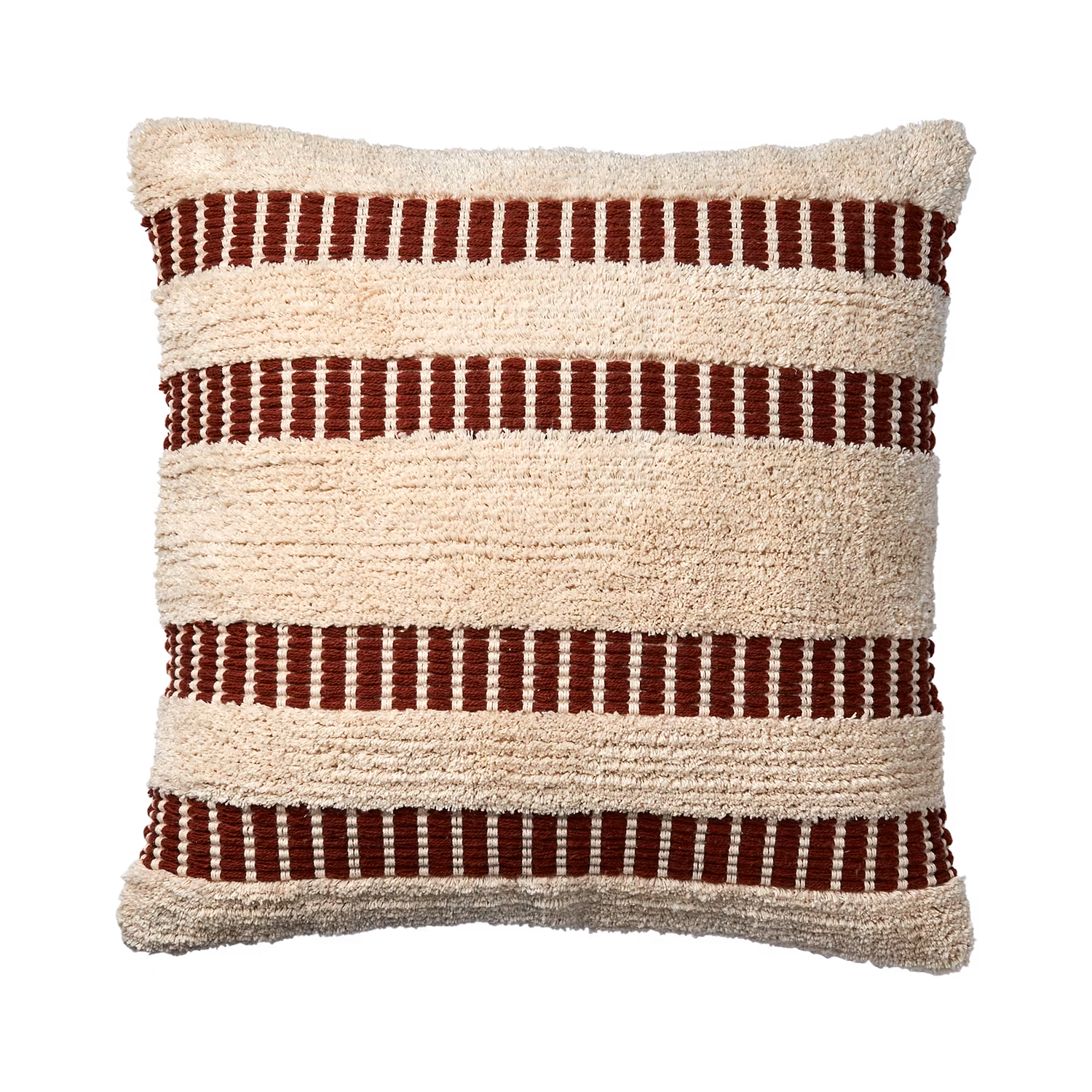 Kuddfodral av återvunnen bomull, Elfenben & Rost, 50x50cm