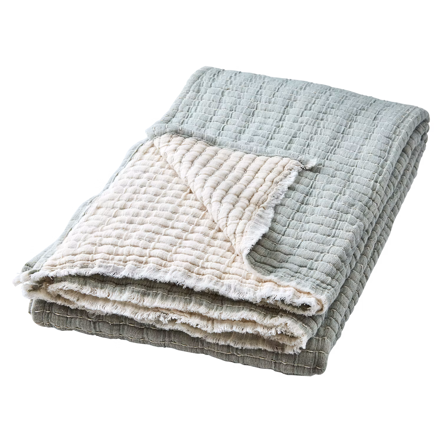 Våfflad filt i 100% bomull, Ljugrön, 200x130cm