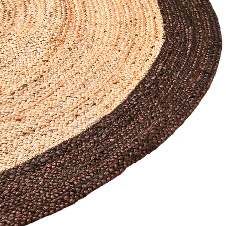 Jutematta med dekorativ mörk kant, Ø150cm