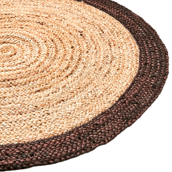 Jutematta med dekorativ mörk kant, Ø90cm